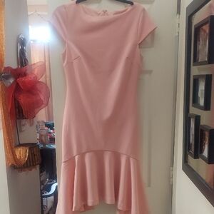Elegant Pink Cap Sleeve Dress